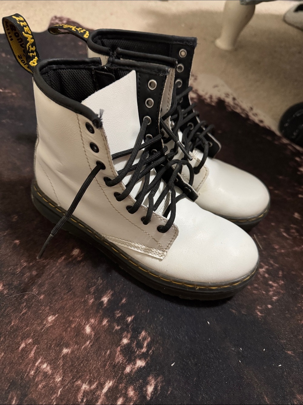 Dr. Martens White Boots with Black Trim